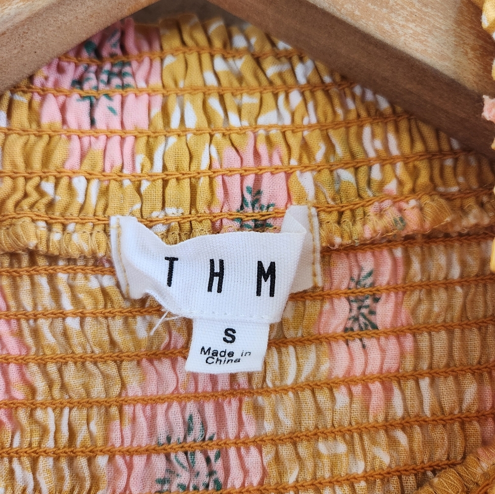 THML Yellow and Pink Floral Smocked Top - Picture 5 of 6